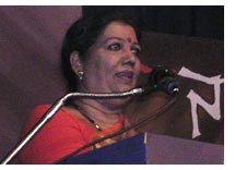 Girija Lokesh addressing the gathering